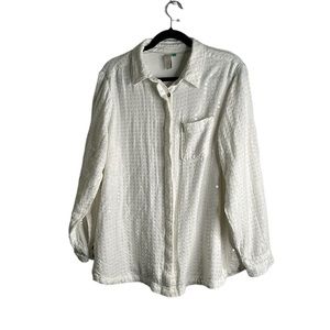 Anthropology pilcro white button down sequins top size 1x